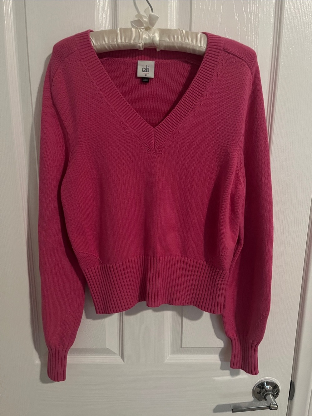 CAbi V-Neck Sweater in Hot Pink
